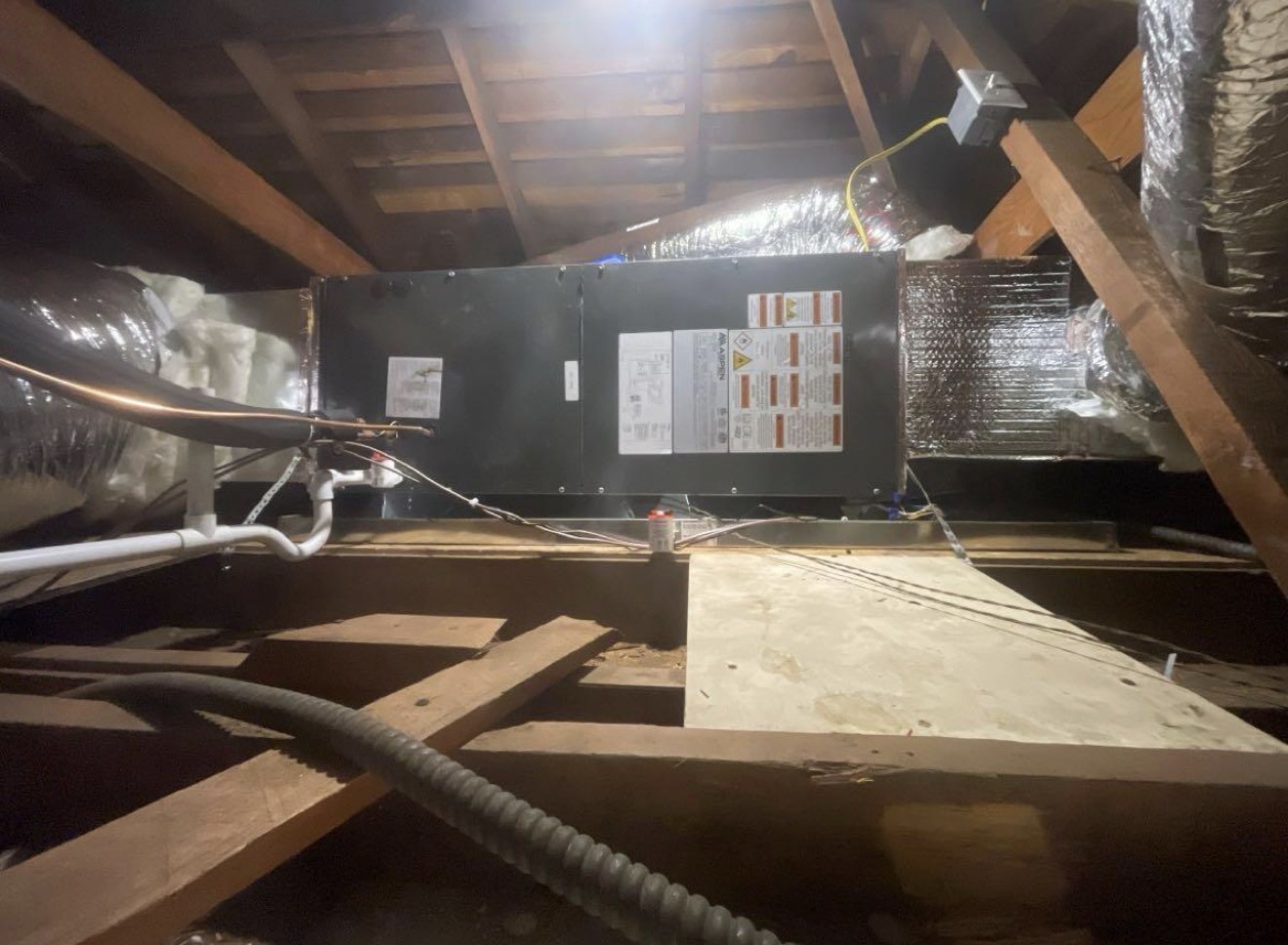 Completed attic HVAC installation