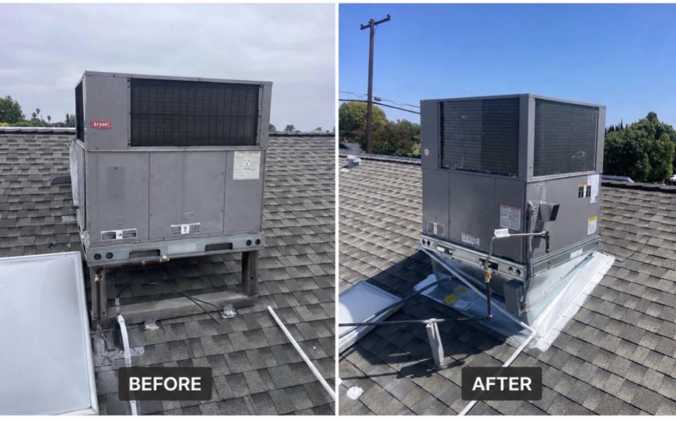 Rooftop HVAC replacement before and after